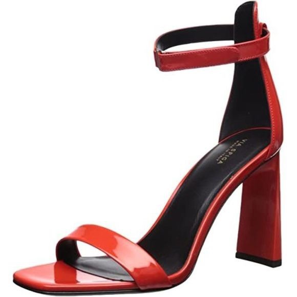 Via Spiga Shoes - Via Spiga Women’s Faxon Angular Heel Sandal, Hot Orange Patent